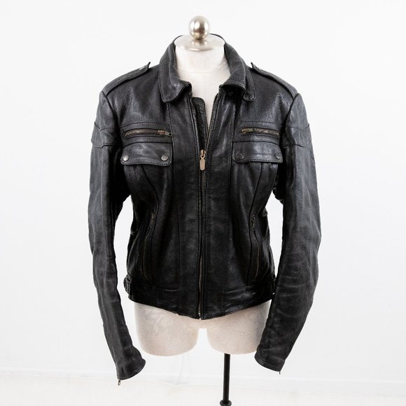 Vintage Harley Davidson Leather Biker Jacket Black - Picture 3 of 14